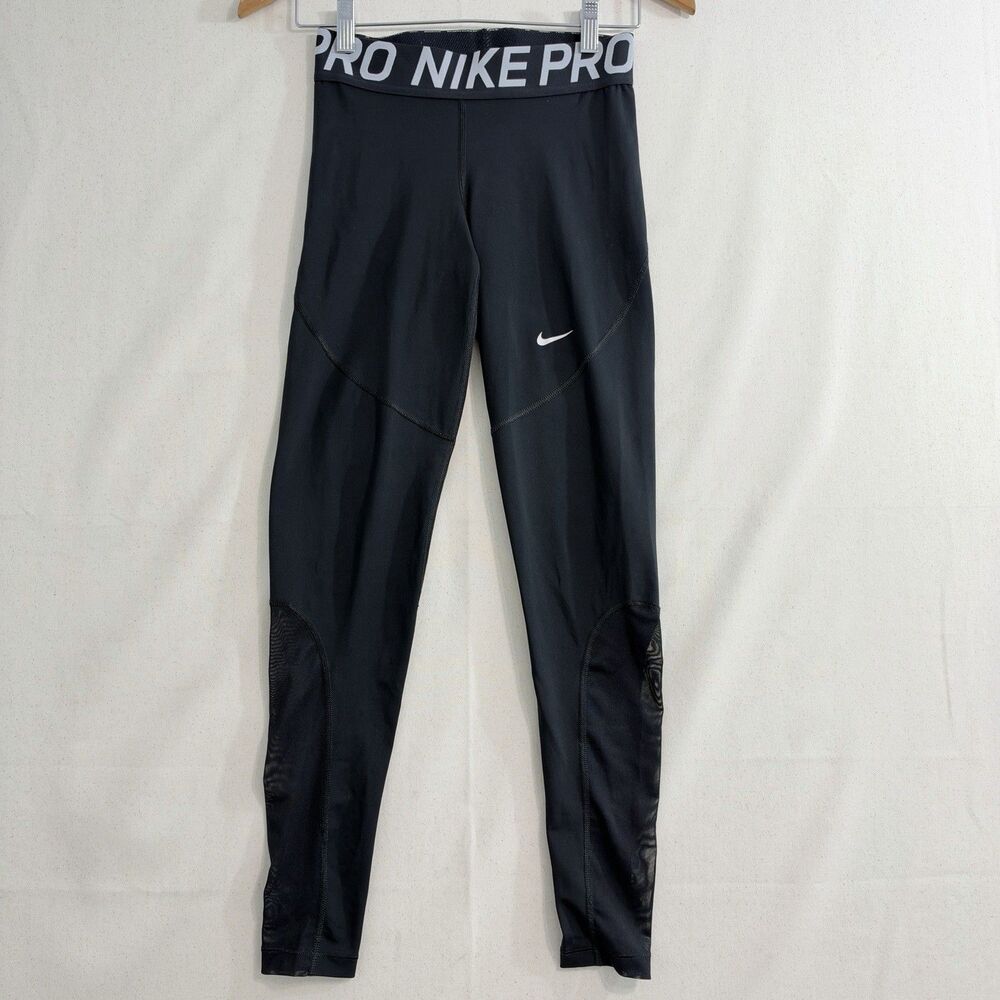 Nike Women's Pro Compression Training Tights Black/White Size Small Mesh